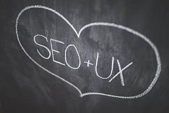 seo + ux、 seo + uxハート、 囲まれた、 テキスト、 チョーク、 黒板、 seo、 ux、 uxdesign、 uidesign、 デザイン