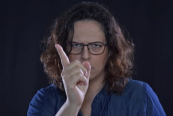 fotografie, man, blauw, top, waarschuwing, boos, doe voorzichtig, vinger, vrouw, bril, streng
