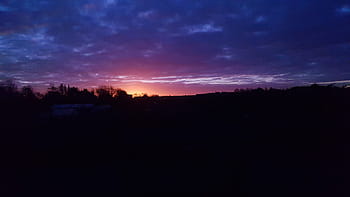 Sonnenuntergang, Schwarz Blau, blaue Sonne, Silhouette, schwarz, Blau, Sonne, Gelb, untergehende Sonne, Bäume, Konstruktion
