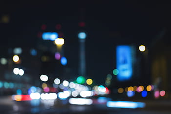abstraktní město světla, abstraktní, světla města, městský, město, noc, rozostření, panoráma města, pozadí, ulice, noční život