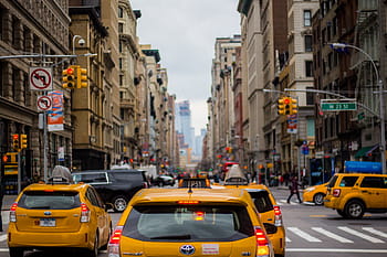 shallow, focus photography, taxis, urban, city, establishment, building, structure, infrastructure, tower, car