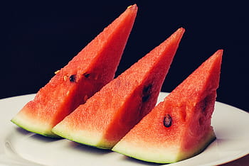 water melon slices, Water melon, slices, fruit, green, melon, minimal, minimalistic, plate, red, simple