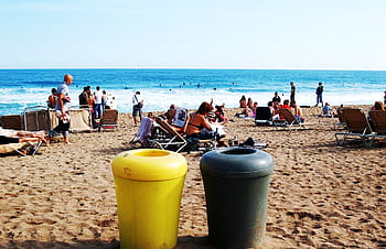 beach, sea, barcelona, barceloneta, sand, trash, landscape, surf, surfer, fun, sport