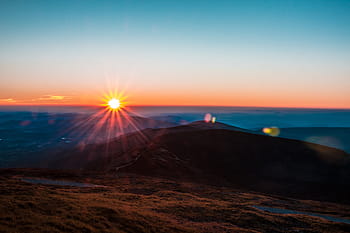 Silhouette, Hügel, golden, Stunde, Berg, Hochland, Wolke, Himmel, Sonnenlicht, Sonnenschein, Sonnenuntergang