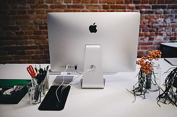 kantor, tua, model tahun, Modern, Interior, Dinding bata, furnitur, bersih, ruang bisnis, loteng, Apple iMac