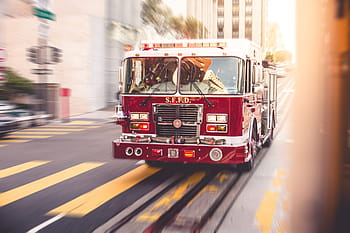 balap, lalu lintas kota, Truk Pemadam Kebakaran, Truk Balap, Kota, Lalu Lintas, kecelakaan, lampu suar, buram, california, mobil