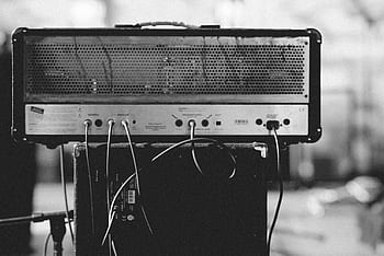 amplifier, black and white, music, cords, electronic, speaker