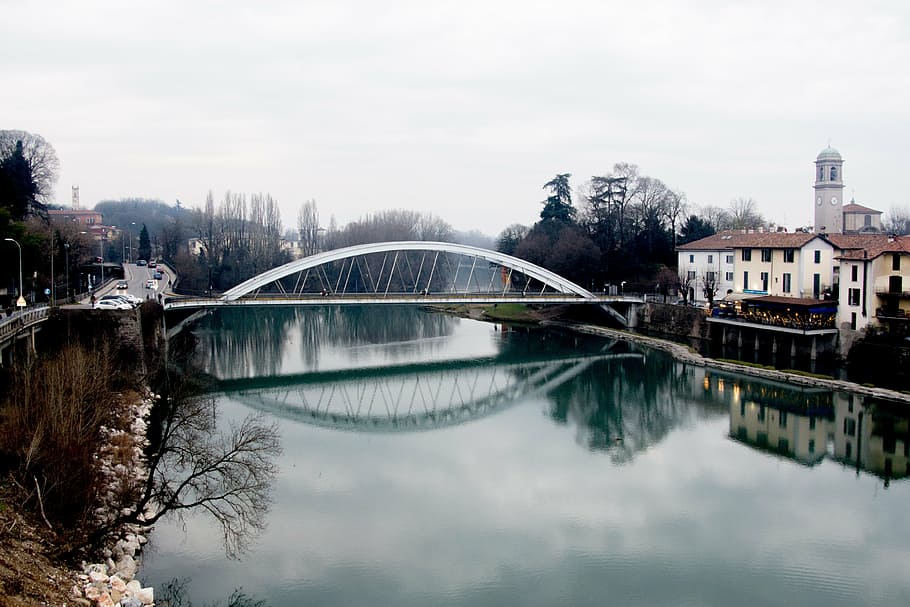 sungai adda, jembatan adda, vegetasi, rumah, adda, sungai, jembatan, hijau, italia, lanskap, negara