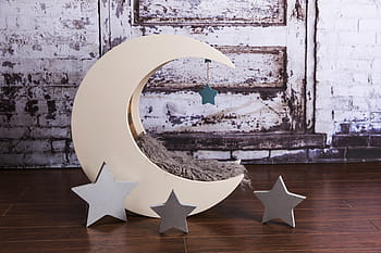 moon, bed, stars, bedtime, night, sleep, dream, newborn, backdrop for newborn, backdrop