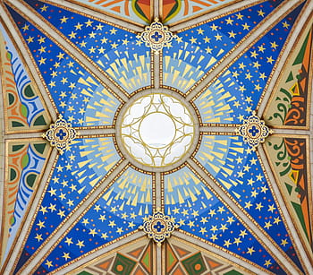 ceiling painting, Almudena Cathedral, Cathedral, Ceiling, Painting, church, madrid, neoclassicism, colorful, spain, color, facade