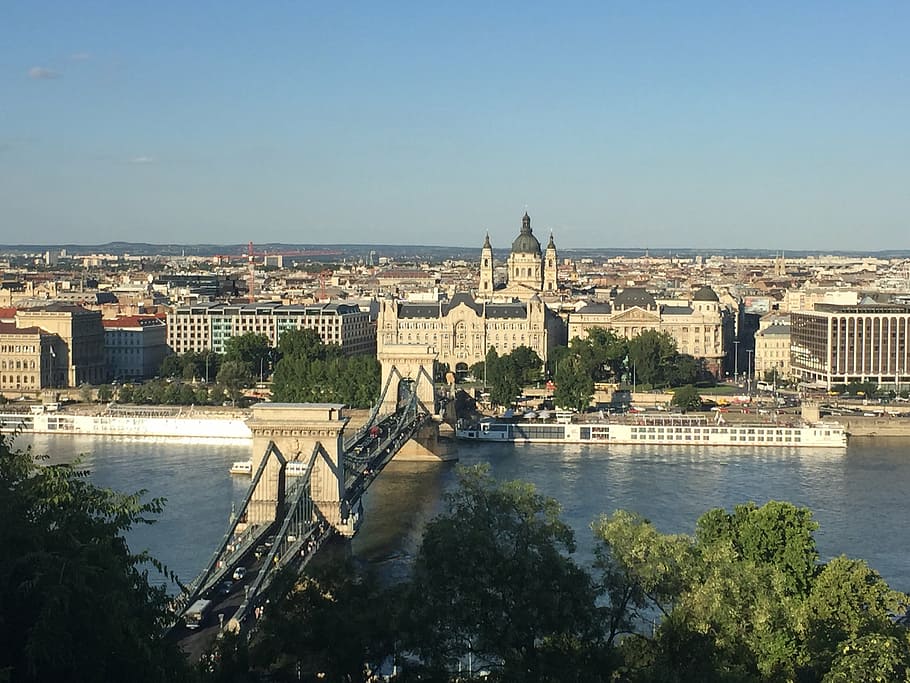 budapešť, průhled, Dunaj, krajina