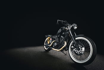 schwarzes Kreuzermotorrad, schwarz, Kreuzer Motorrad, Motorrad, Transport, Rad, Fahrrad, Sport, keine Leute, Transportart, Radfahren