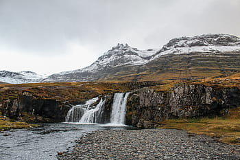 Wasserfälle, schwarz, grau, Berg, Himmel, Natur, Landschaft, Wolken, Reise, Abenteuer, Wanderung