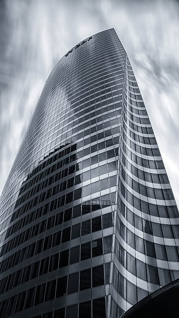skyskraber, kontorbygning, bygning, høj, downtown, arkitektur, monokromatisk, afspejling, moderne, by-, glas