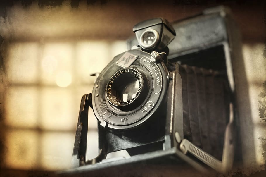 Fotoaparát, starý, nostalgie, agfa, balgen kamera, zavřít, staromódní, fotoaparát - fotografické vybavení, retro stylu, antický, zastaralý
