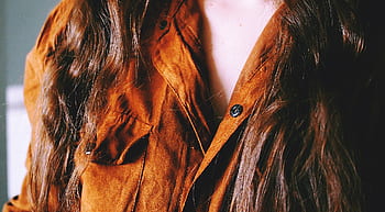 ruskind, skjorte, mode, tøj, langt hår, brunette, pige