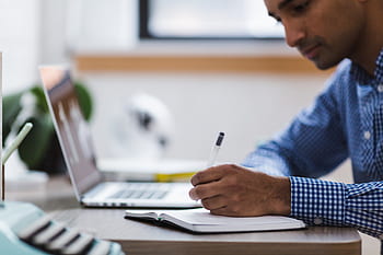 homme, travail, bloc-notes, écrire, portable, Bureau, affaires, la personne, personnes, occupé, machine à écrire