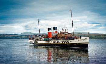 nave da crociera, corpo, acqua, Waverley, piroscafo a pale, Scozia, clyde, imbuto, Glasgow, metallo, rosso