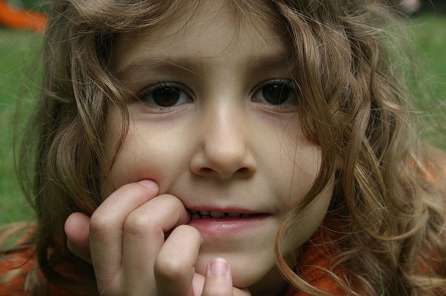 thinking about, kid, locks, girl, child, facial