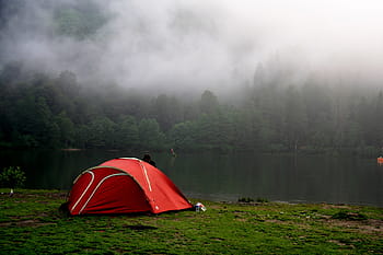 Červené, kopulovitý stan, umístěny, jezero, artvin, krocan, Příroda, les, borçka, krajina, Krásná