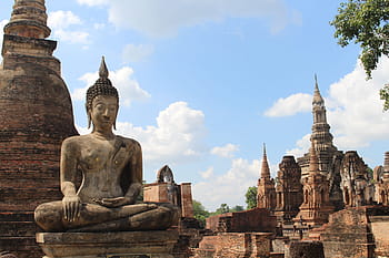 Thailand, Buddha, Asia, Buddhism, Stone, statue, grey, big buddha, face, stone figure, temple complex