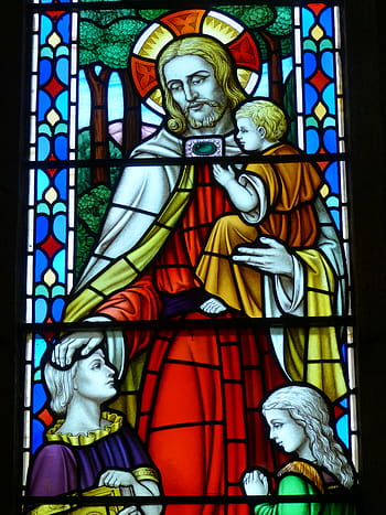 christus glasmalerei, Segen, segnen, Kinder, Jesus, Kirche, Fenster, Kirchenfenster, Glasmalerei, Glauben, Bild