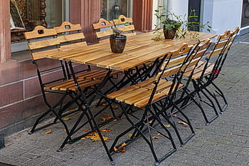 beer garden, autumn, chairs, folding chairs, seat, cafe, gastronomy, dining tables, break, leisure, cozy