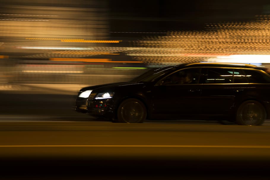 rozmazaný, noc, světla, silnice, auto, opel, noc, světla, audi, závod, Dálnice, provoz