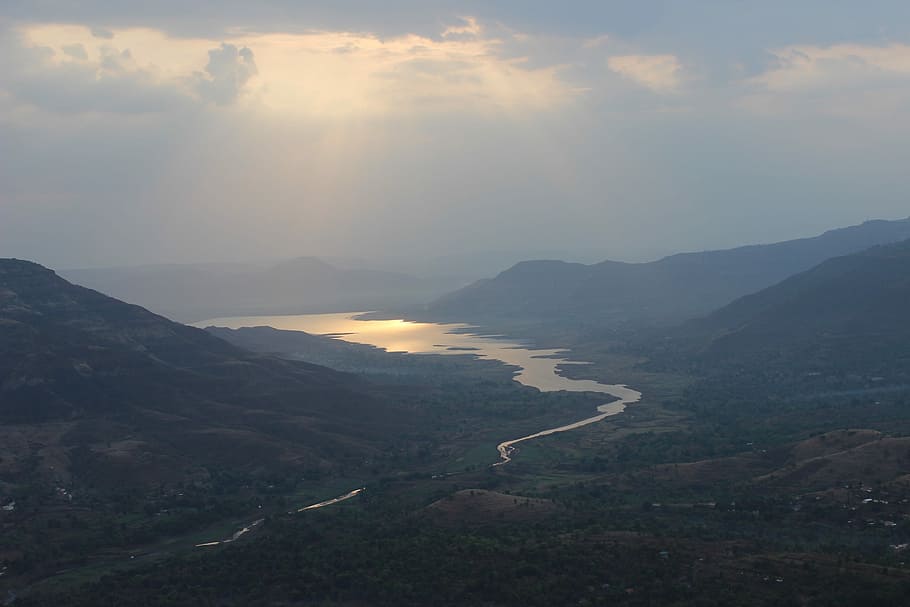 Ανατολή ηλίου, mahabaleshwar, φράγμα, ύδατα πίσω από διάφραγμα, φράγμα πίσω από το νερό, φύση, ηρεμία, ομορφιά στη φύση, σκηνικά, βουνό, γαλήνια σκηνή