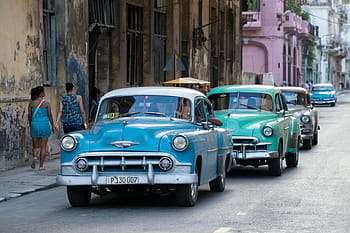 klasický, vozy, ulicích, klasická auta, Havana, kuba, městský, auto, město, kubánské kultury, ulice