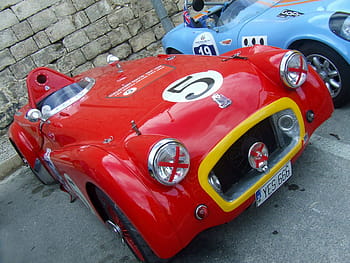 sportovní auto, červené auto, závody aut, červené sportovní auto, Červené, auto, závody, klasický, vinobraní, Historické auto, klasické auto