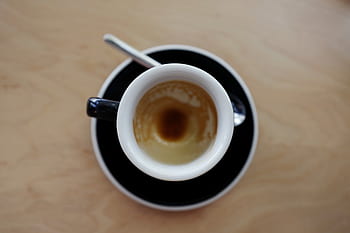 커피, 뜨거운, 음주, 에스프레소, 컵, 받침 접시, 숟가락
