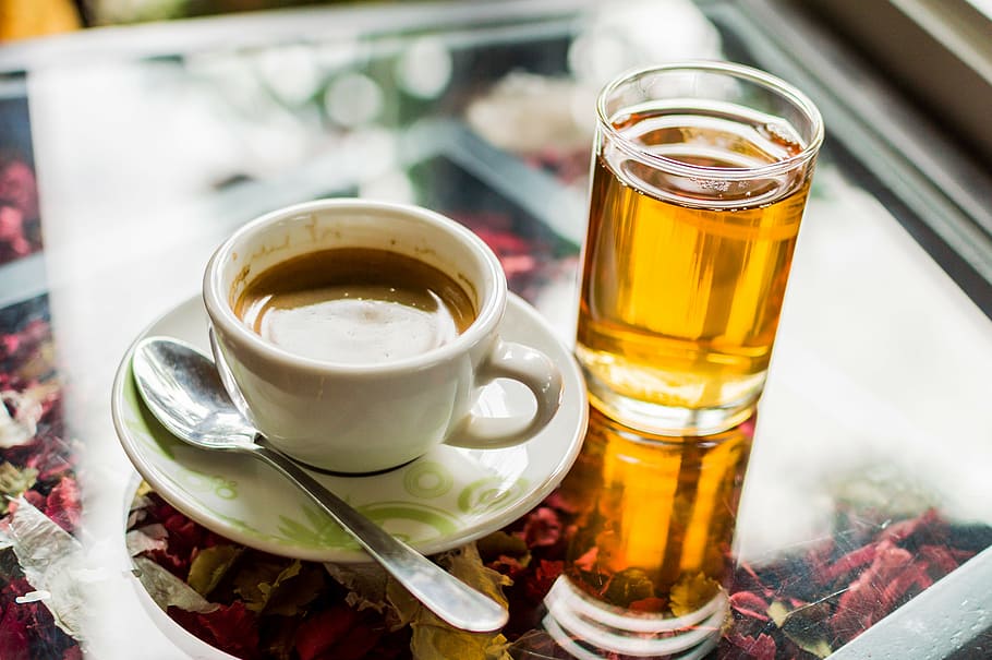 putih, keramik, cangkir teh, piring, teh, kopi, cangkir, minuman, panas, latar belakang, sarapan