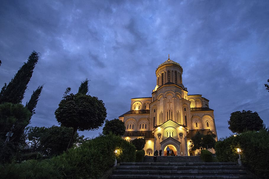 tbilisi, sameba, cestovní ruch, turistické atrakce, ortodoxní, kostel, Gruzie, nebe, náboženství, katedrála, architektura