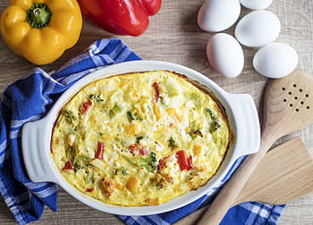fried, egg, white, ceramic, plate, eggs, quiche, brunch, breakfast, delicious, morning