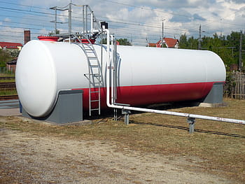 bílý, Červené, zásobník, den, nádrž, kontejner, nafta, palivo, plyn, nádrž, kontejner, motorové nafty, palivo