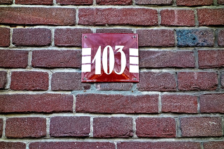 name plate, address, wall, plate, name, brick wall, house, plaque, identification, art deco, design