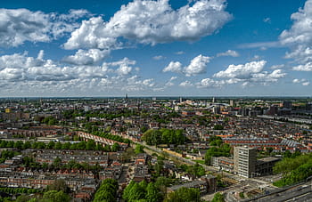panorama města, během dne, letecký, fotografování, město, budov, panoráma, stromy, nebe, mraky, městský