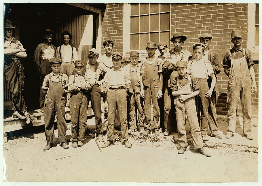 vintage, group, men, child labor, historic, people, children, black and white, sepia, mining, hard work