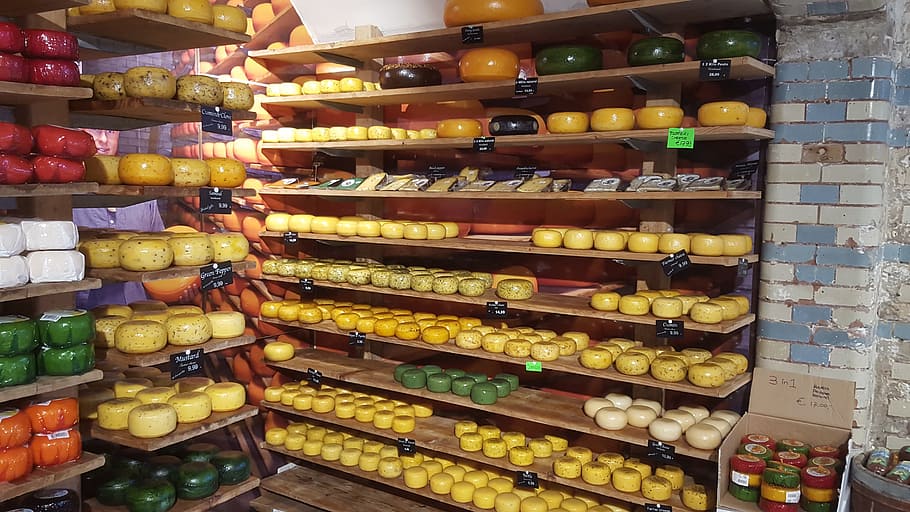 sýr, amsterdam, Mléčné výrobky, jídlo, sýr mlékárna, maloobchodní, supermarket, jídlo a pití, police, obchod, uvnitř