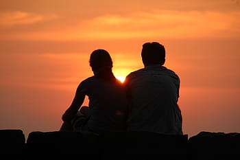 sunset, silhouette, abendstimmung, mood, evening, afterglow, dusk, romance, back light