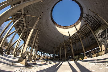 chladící věž, reaktor, chernobyl, nedokončený, sníh, nebe, vyloučenou zónu, zimní, Příroda, Studený, Ukrajina
