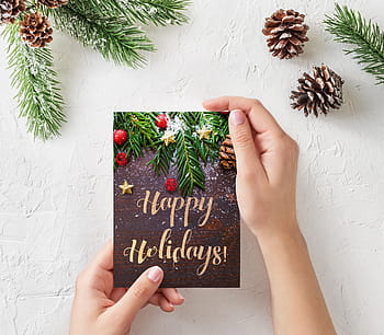 person, holding, happy, holidays greetings card, christmas, new year, happy new year, card, xmas, season, greeting