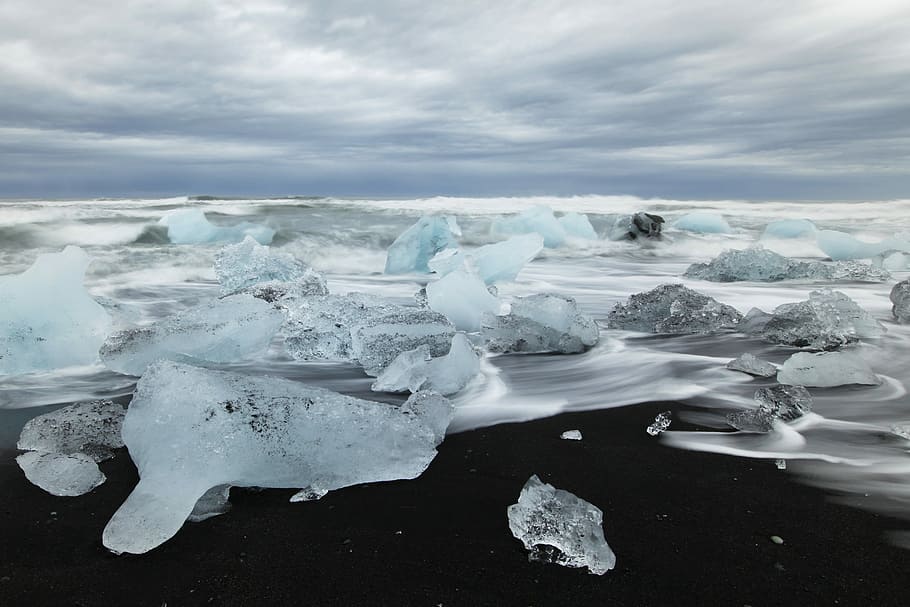 iceland, beach, ice, iceberg, sea, blue, arctic