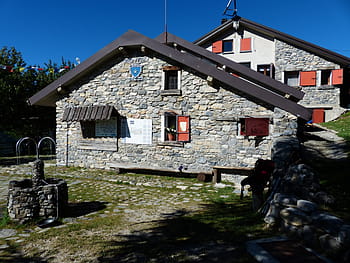 rifugio, horská chata, cai, rifugio mongioie, pobyt, jíst, turistika, túra, spát, kámen, pěší túra