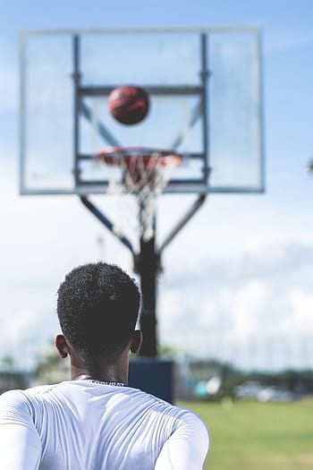 man, facing, basketball hoop, people, african, american, curl, african american, play, sport, court