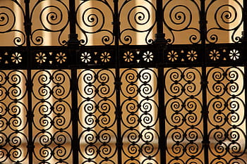 portão de aço preto, arquitetura, fundo, barras, arte, preto, construção, decorativo, design, detalhes, cerca