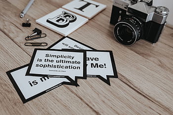 tarjetas, inspiradoras, citas, negro, cámara, Poco, fotografía, papel, lema, cámara - Equipo fotográfico, madera - Material