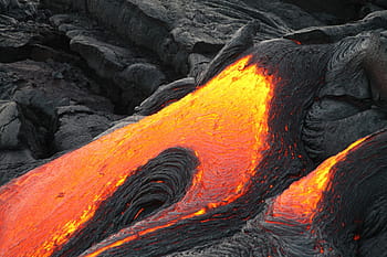 flowing lava, volcano, lava, flowing, eruption, landscape, active, hot, geological, hawaii, volcanoes national park