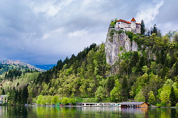 Bled, Lake, Castle, Slovenia, bled, lake, medieval castle, bled castle, clouds, cloud - sky, river, reflection